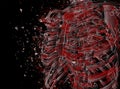 vector abstract skeleton of red and white particles on black background Royalty Free Stock Photo