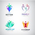 Vector abstract stylized family, team lead icon, logo, sign isolated. Business, group of people