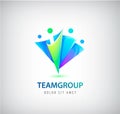 Vector abstract stylized family, team lead icon, logo, sign isolated. Business, group of people Royalty Free Stock Photo