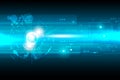 Vector abstract technology design with various technological on blue background. Royalty Free Stock Photo