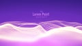 Vector abstract violet particle wave, points array, shallow depth of field. Futuristic illustration. Technology digital Royalty Free Stock Photo