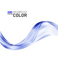 Vector abstract wave background. Blue transparent waves on white background. Royalty Free Stock Photo