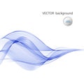 Vector abstract wave background. Blue transparent waves on white background. Royalty Free Stock Photo