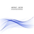 Vector abstract wave background. Blue transparent waves on white background. Royalty Free Stock Photo