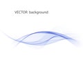 Vector abstract wave background. Blue transparent waves on white background. Royalty Free Stock Photo