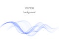 Vector abstract wave background. Blue transparent waves on white background. Royalty Free Stock Photo