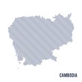 Vector abstract wave map of Cambodia isolated on a white background.