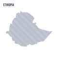 Vector abstract wave map of Ethiopia isolated on a white background.