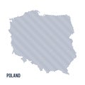 Vector abstract wave map of Poland isolated on a white background.