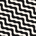 Vector abstract wavy seamless pattern. Black and white waves background Royalty Free Stock Photo