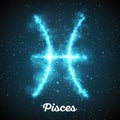 Vector abstract zodiac sign Pisces on a dark blue background of the space with shining stars. Royalty Free Stock Photo