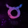 Vector abstract zodiac sign Taurus on a dark cosmic background