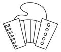 Vector accordion line icon. Traditional French musical instrument.