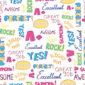 Vector Achievement school Labels seamless pattern.