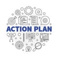 Vector Action Plan round illustration in thin line style