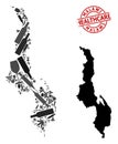 Narcotic Collage Map of Malawi and Rubber Health Care Rubber Stamp