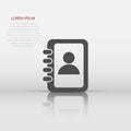 Vector address book icon in flat style. Contact note sign illustration pictogram. Notebook business concept Royalty Free Stock Photo