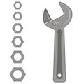 Vector adjustable wrench glyph icon, tool and repair, monkey wrench sign Royalty Free Stock Photo