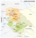 Vector administrative map of the Indian region of Jammu and Kashmir