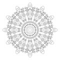 Vector adult coloring book circular pattern mandala spring easter black and white - background with eggs