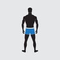 Vector adult man silhouette in swimming trunks