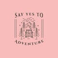 vector of adventure car mountain logo line art symbol illustration design, say yes to adventure background Royalty Free Stock Photo