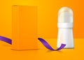 Vector advert of white deodorant bottle with box