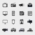 Vector advertising media silhouette icons