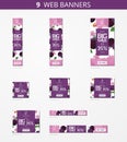 Vector advertising web banners with big sale and with plum and flowers