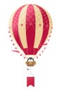 Vector aerostat hot balloon. Retro graphic pattern Royalty Free Stock Photo