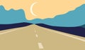 Vector aesthetic landscape with mountains and road poster