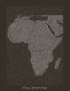 Vector Africa map. Generative growth structure in form of continent. Organic texture with geographic silhouettes.