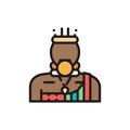 Vector african man, Bushman, Mursi flat color line icon.