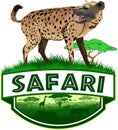 Vector african savannah safari emblem with spotted hyena