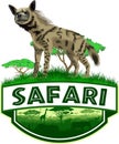 Vector african savannah safari emblem with striped hyena