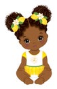 Vector Afro Baby Girl Wearing Yellow Ruffle Dress