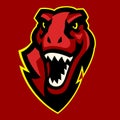 Aggressive Red T-rex Head Mascot Logo Design Royalty Free Stock Photo