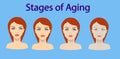 Vector aging process. Four stages of face changing