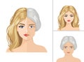 Vector aging process. Young girl and older woman