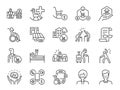 Aging society icon set. It included icons such asÂ senior people, elderly, retirement, retire, and more.