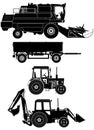 Vector agricultural vehicles set