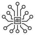 Vector AI Brain - Artificial Intelligence thin line icon or symbol Royalty Free Stock Photo