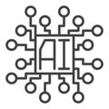 Vector AI Chip - Artificial Intelligence processor thin line icon or symbol Royalty Free Stock Photo