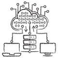 Vector AI cloud computing icon with servers connected to cloud data Royalty Free Stock Photo