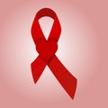 Vector Aids Awareness Red Ribbon with heart and shadow. 1st December World Aids Day concept with re