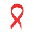 Red ribbon on white background. Vector AIDS icon, symbol .