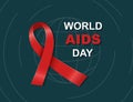 Vector aids red ribbon on the dark background. World AID`s day banner with text. Red crossed ribbon in realistic style. 1 decembe