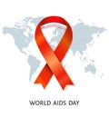 Vector AIDS ribbon on world map