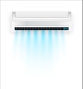 Vector air conditioner with fresh air isolated. White air condition isolated on clear background in vector style