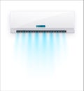 Vector air conditioner with fresh air isolated. White air condition isolated on clear background in vector style